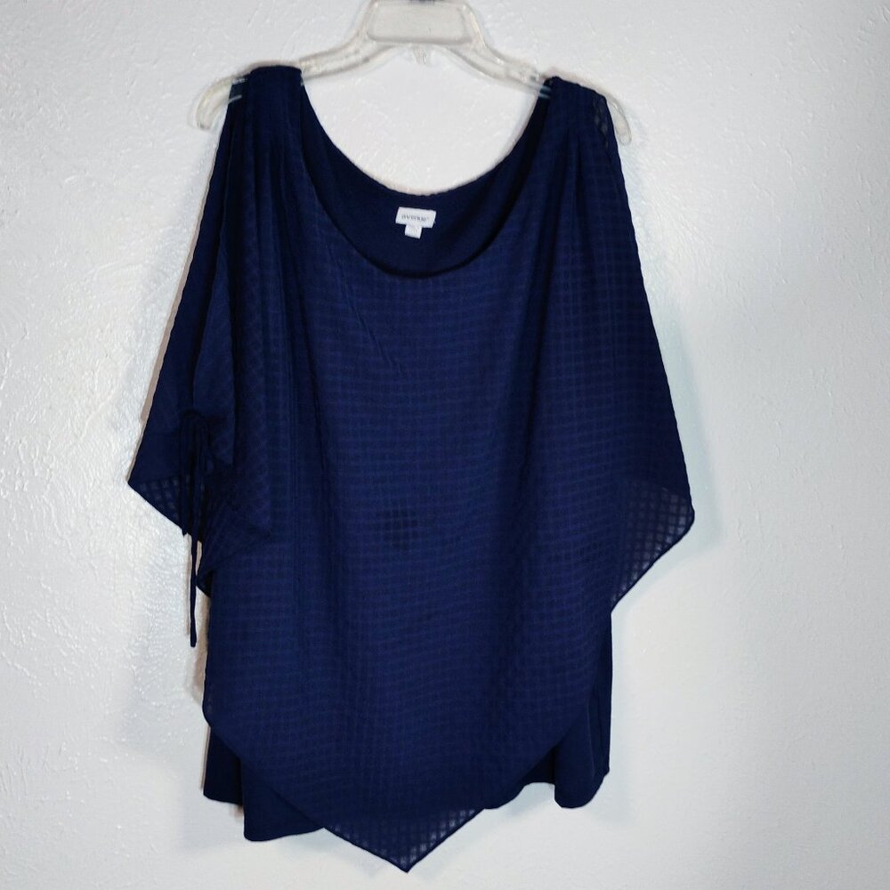 Avenue Navy Blue Layered Poncho Top Plus Size 22/24
